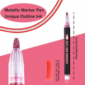 TaKicola Double Line Outline Markers Self-Outline Metallic Markers Glitter Writing Drawing Markers Set (12 Color Pens)
