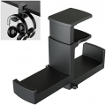 PC Gaming Headphone Stand, Dual Headset Hanger Hook Holder with Adjustable & Rotating Arm Clamp