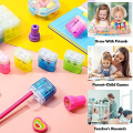 48 Pieces Pencil Sharpeners Manual Double Hole Pencil Sharpener with Lid Hand for School Office Home, Handheld Plastic Crayon Sharpener