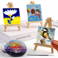 Mini Canvas and Easel, Cridoz 47 Pieces Mini Canvas Painting Set Includes 4x4 Inches Primed Canvas