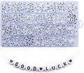 Amaney 1400 Pieces 4x7mm White Round Acrylic Alphabet Letter Beads A-Z Heart Pattern Beads and Crystal Line for Jewelry Making Bracelets Necklaces Key Chains