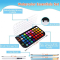 Watercolor Paint Set, 48 Colors Non-toxic Watercolor Paint with a Brush Refillable a Water Brush Pen and Palette
