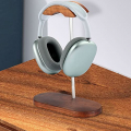 JUBECO Nature Walnut Wood & Aluminum Headphone Stand,Sturdy Desk Headset Mount Shelf for Airpods Max
