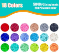 ygorios 5570 PCS Clay Bead Kit - 5040 PCS 6mm Flat Polymer Clay Beads with Letter Beads, Smile Beads