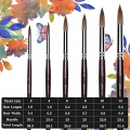 Artist Paint Brushes-Superior Sable Hair Artists Round Point Tip Paint Brush Set Watercolor Acrylic Painting Supplies