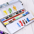 LOONENG Empty Watercolor Palette, Metal Watercolor Tin with Fold-Out Palette
