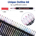 SGDZVD Super Squiggles Outline Markers, 24 Colors Self-Outline Metallic Markers Glitter Writing Drawing Pens
