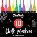 Chalkola Liquid Chalk Markers Erasable (10 Pack) w/Gold & Silver - Washable Paint Chalk Pens for Chalkboard Signs, Blackboard