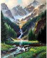 Paint by Number Mountains waterfall DIY Painting On Canvas, Paintwork with Paintbrushes Acrylic Paints