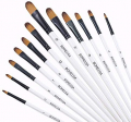 Filbert Paint Brushes Set, 12 PCS Artist Brush for Acrylic Oil Watercolor Gouache Artist Professional Painting Kits with Synthetic Nylon Tips