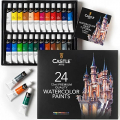 Castle Art Supplies 24 x 12ml Watercolor Paint Tube Set | Value for Adult Artists | Quality, Intense Colors | Just Squeeze the Tube