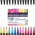 36 Colors Dual Brush Pens Set Fine & Brush Tip Fineliner Pens for Adults Coloring