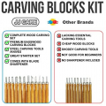 JJ CARE Wood Carving Kit - Premium Wood Whittling Kit 10 Wood Blocks + 12 SK2 Carbon Steel Tools - Beginner Whittling Kit for Kids and Adults, Basswood Carving Kit