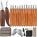 Wood Carving Tools Set, Wood Carving Hand Tools for Beginners with Whittling Knife Detail Wood Carving Knife and 12pcs SK2 Carbon Steel Wood Carving Knives for Sculpture Spoon