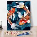Paint by Numbers for Adults Beginner & Kids Abstact Goldfish Ink Painting DIY Oil Painting Kit on Canvas with Paintbrushes and Acrylic Pigment for Home Wall Decor 16 inx20 in