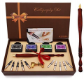 New model wooden calligraphy pen set, which Includes the pen nib as well as four different ink colors. Suitable for use by all ages