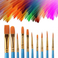 Elisel Paint Brush Set, 10 pcs Nylon Hair Art Paint Brushes for Acrylic Painting for Acrylic Oil Watercolor