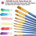 DUGATO Paint Brushes Palettes Set, 2 Packs/20pcs Round Pointed Tip Nylon Hair Brushes with 5 Paint Trays for Acrylic Watercolor Oil Gouache Tempera and Body Painting