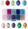 Bingcute 8mm Wholesale Briolette Crystal Glass Beads for Jewelry Making Faceted #5040 Briollete Rondelle Shape Assorted Colors with Container Box