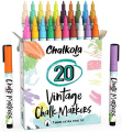 Extra Fine Tip Liquid Chalk Markers for Chalkboard (20 Vintage Colors) - Dry Erase Marker Pens for Blackboard, Windows