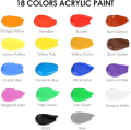 Acrylic Paint Set with 10 Brushes, 18 Colors(59ml, 2 oz) Art Craft Paint Non Toxic, Perfect for Hobby Painters, Artist, Adults, Ideal for Canvas Wood Ceramic Paint Supplies