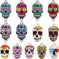 78 Pieces Sugar Skull Charms Day of The Dead Charms Gold Plated Flower Skull Charms 13 Color Enamel Skull Pendants Alloy Colorful Skull Charms for DIY Necklaces Bracelets Key Chains Accessories