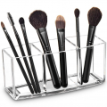 Acrylic Makeup Brush Organizer Holder Clear Cosmetic Brushes Storage with 3 Slots