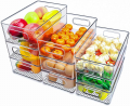 3 Sizes Pack of 9 Stackable Clear Food Storage Bins for Refrigerator, Kitchen Countertop