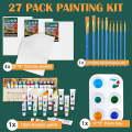Acrylic Painting Set with 1 Packs / 10 PCS Nylon Hair Brushes 12 Color Tubes (12ml, 0.4 oz) 1 PCS Paint Plate and 4 PCS Canvas for Acrylic Painting Artist Professional Kits