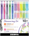 Zebra Pen Shimmering Starter Set, Includes 5 Kirarich Highlighters and 5 Sarasa Clip Retractable Gel Pens