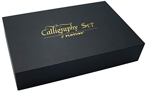 Plotube Calligraphy Pen Set – Includes Wooden Dip Pen, Antique Brass Holder