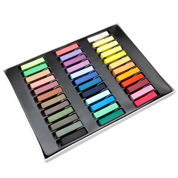 36 Colors Non Toxic Long Soft Pastels for Professionals - Square Chalks Brilliant Assorted Colors (36 Colors) 