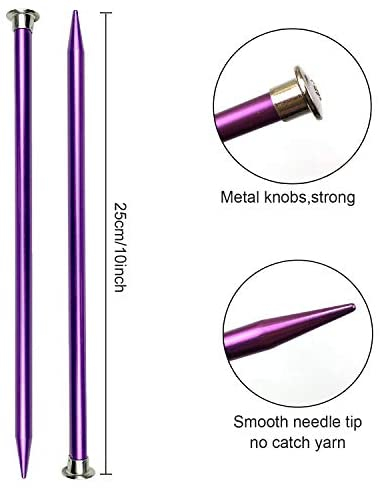 Weabetfu Aluminum Metal Knitting Needle,Colored Straight Single Pointed