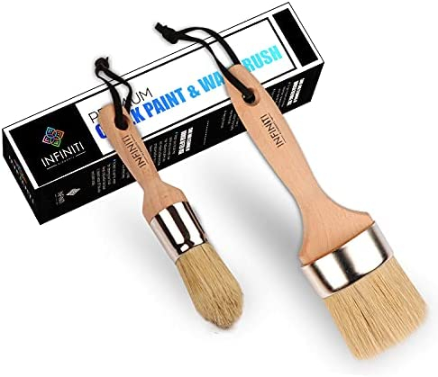 Professional Chalk and Wax Paint Brush 2PC Set!!!! Large DIY Painting and Waxing Tool | Smooth, Natural Bristles | Folk Art