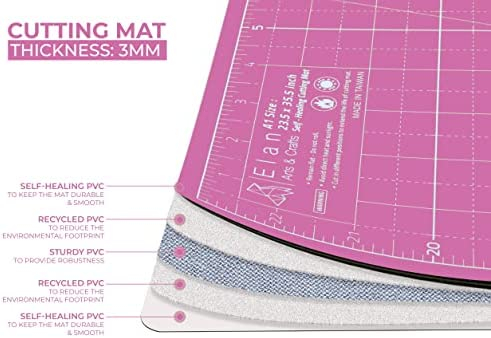 Elan Cutting Mat A3 Pink and Purple, 5-Ply Craft Mat