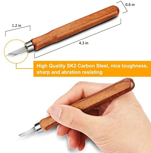 Wood Carving Tools, Adevena 12 Set SK2 Carbon Steel Sculpting Knife Kit for Beginners & Professions