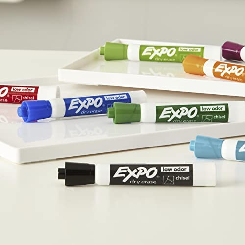 EXPO Low Odor Dry Erase Marker | Chisel Tip Markers | Whiteboard Markers, Black