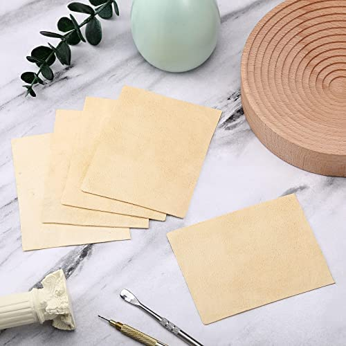20 Pieces Pre Cut Chamois for Smoothing Pot Rim Chamois Clay Pottery Tools Soft Chamois Cloth Chamois Leather Pottery Tool Kit Ceramic Pottery Tools Supplies Ceramics Trimming Tools (3 x 3.7 Inch)