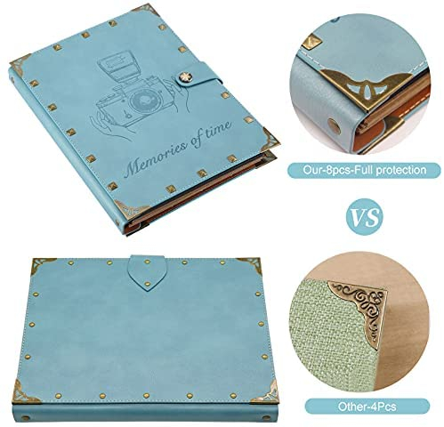 ZEEYUAN Leather Scrapbook Album 80 Pages Love Memory Photo Book Album 8.5x11 inch, Scrapbooking Supplies Kits for Couples Anniversary Vintage Travelling Scrapbook Family Scrap Book