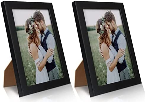 2 Pack 5x7 Picture Frame, Black Picture Frame for Wall and Tabletop Display