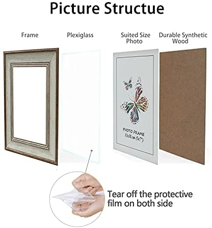 3 Pack 4x6 Inch Farmhouse Rustic Picture Frame Sets Distressed Farmhouse Plastic Frame with Plexiglass for Wall Mount or Tabletop Display (4x6 (3pc))