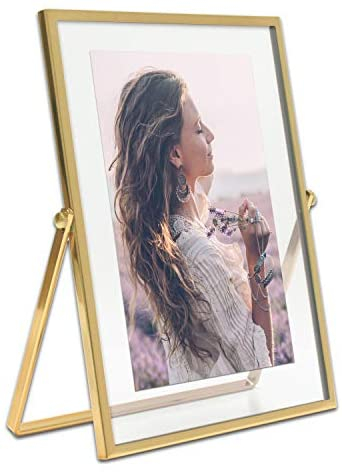 MIMOSA MOMENTS Gold Metal Floating Picture Frame (Gold,5x7)
