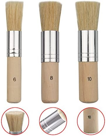COCODE Wooden Stencil Brush (Set of 3), Natural Bristle Brushes Perfect for Acrylic Painting