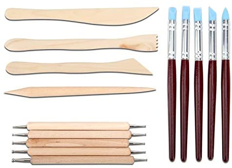 Blisstime Set of 42 Clay Sculpting Tool Wooden Handle Pottery Carving Tool Kit