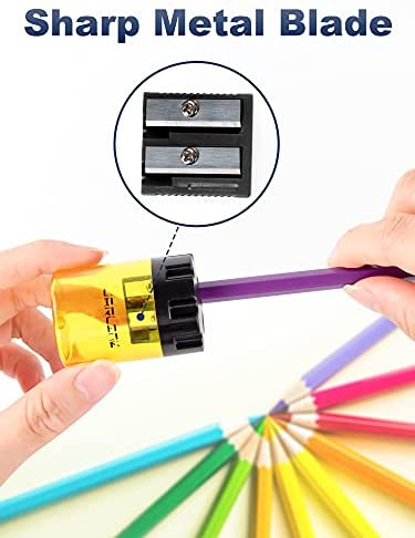 JARLINK 8 Pack Manual Pencil Sharpener, Dual Holes Colorful Sharpener for No.2/Colored/Art Pencils
