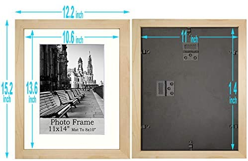 Meetart Picture Frames 11x14 inch Pack of 3 Piece in Plastic Glass MDF Shallow wooden-grain Color Frame, Display Pictures 11x14 8x10