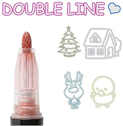 Outline Markers,Glitter Markers Pen-12 Colors Super Squiggles Shimmer Markers