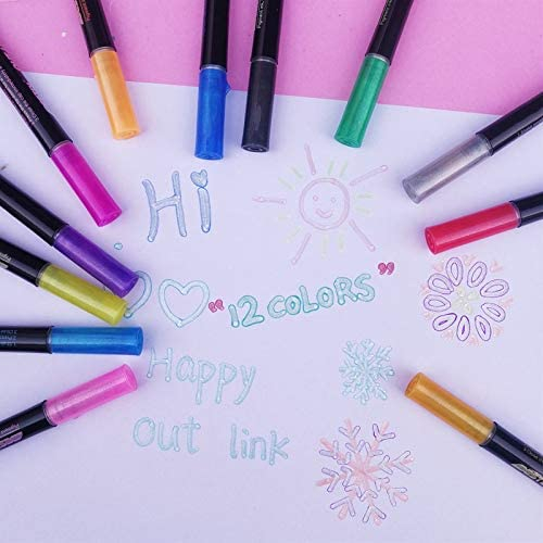 Outline Markers,Glitter Markers Pen-12 Colors Super Squiggles Shimmer Markers
