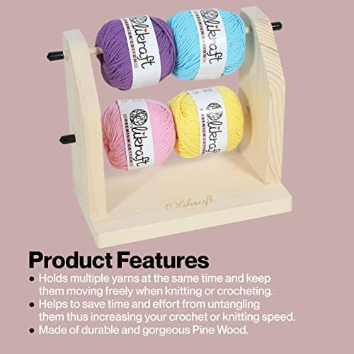 Olikraft Double Revolving Yarn Holder - Horizontal Yarn Spindle Feeder or Dispenser - Craft Supplies for Crochet and Knitting