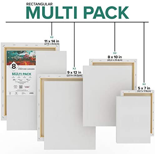 GenCrafts Stretched White Canvas Muti Pack - 5x7